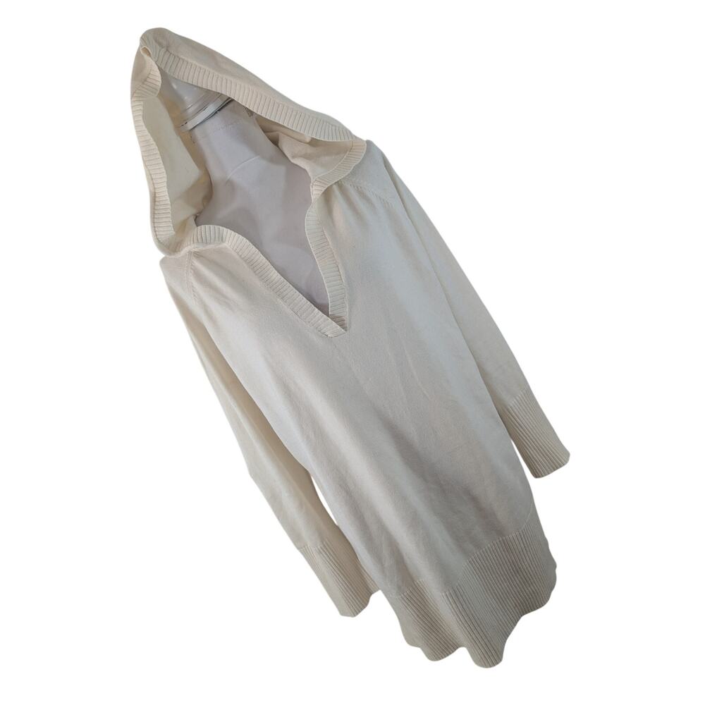 NEW YORK & CO.! VANILLA CREAM V-NECK, OVERSIZED HOODIE TUNIC SWEATER! SIZE XL